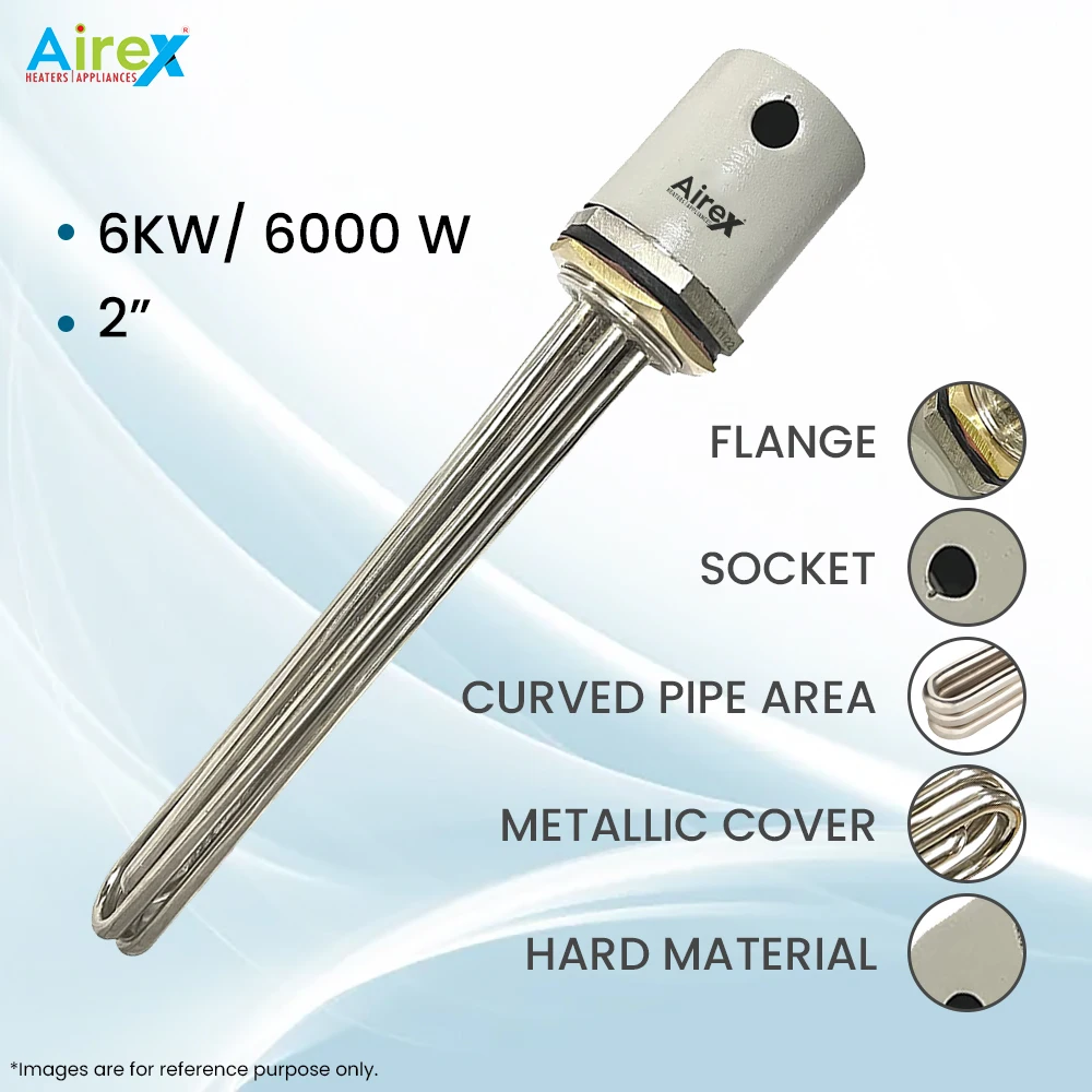 Airex 4000W Electric Immersion Heater Rod Stainless Steel Tubular Water Heating Element Boiler Storage Tank BSP 59.6mm Thread