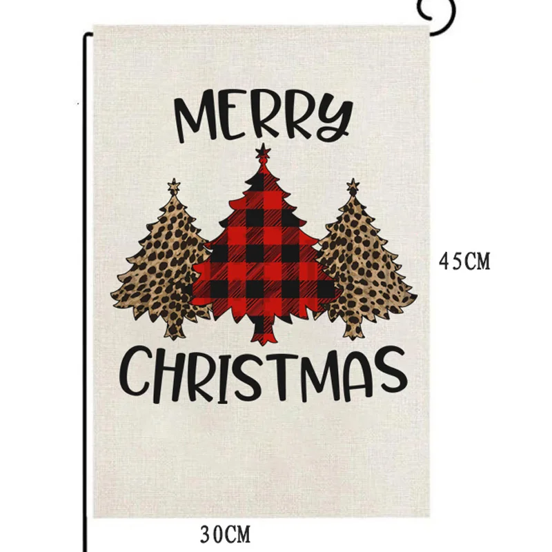 Beige Wonderful Time MERRY CHRISTMAS Trees Print Graphic Decoration Custom Christmas Garden Flag