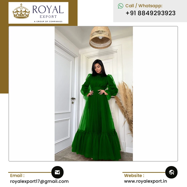 Indian Manufacturer Selling High Quality Luxury Designer New Soft Tissue Net Gown Kurti at Competitive Price