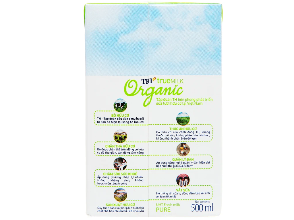 Organic dairy product TH True Milk Organic 500ml Halal, BRC, FSSC, ISO certified high quality products from Vietnam