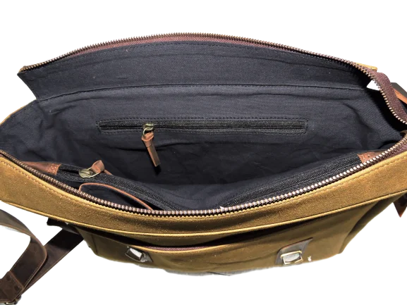 Customised Manufacturer Vintage 100% Genuine Leather Supplier Canvas Laptop Messenger Briefcase Travel Bag and Bulk Order