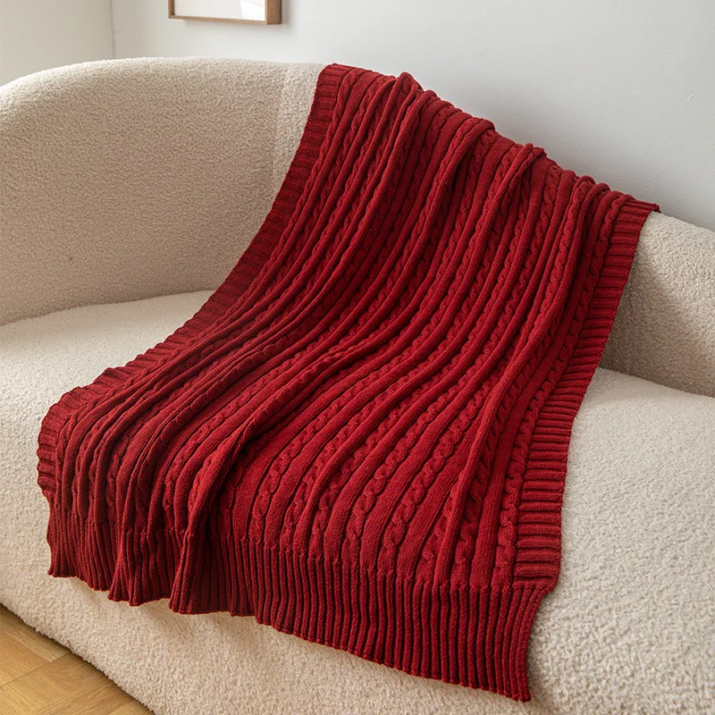 Soft 100% Cotton electric Knitted Blanket For Travel Sofa Cover Multicolor