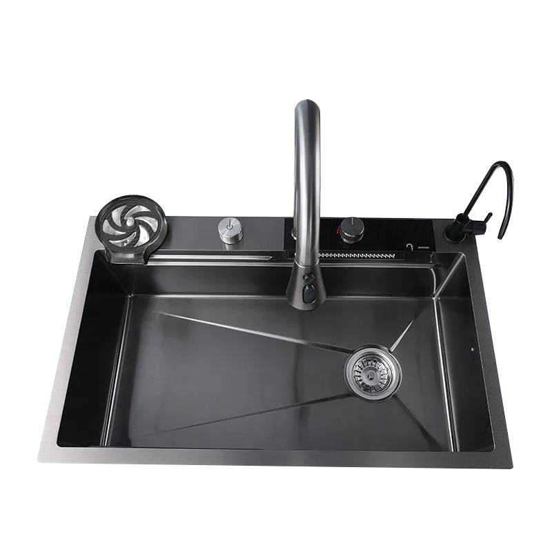 Высокотехнологичная кухонная раковина столешница из нержавеющей стали с многофункциональным светодиодным цифровым дисплеем кран