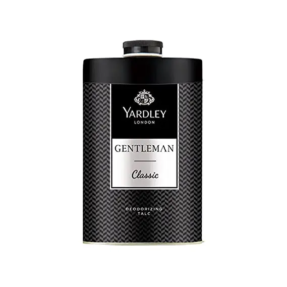 Yardley London Classic 250g Perfumed Talc for Gentle Men Long-lasting Lemon & Woodiness Fragrance
