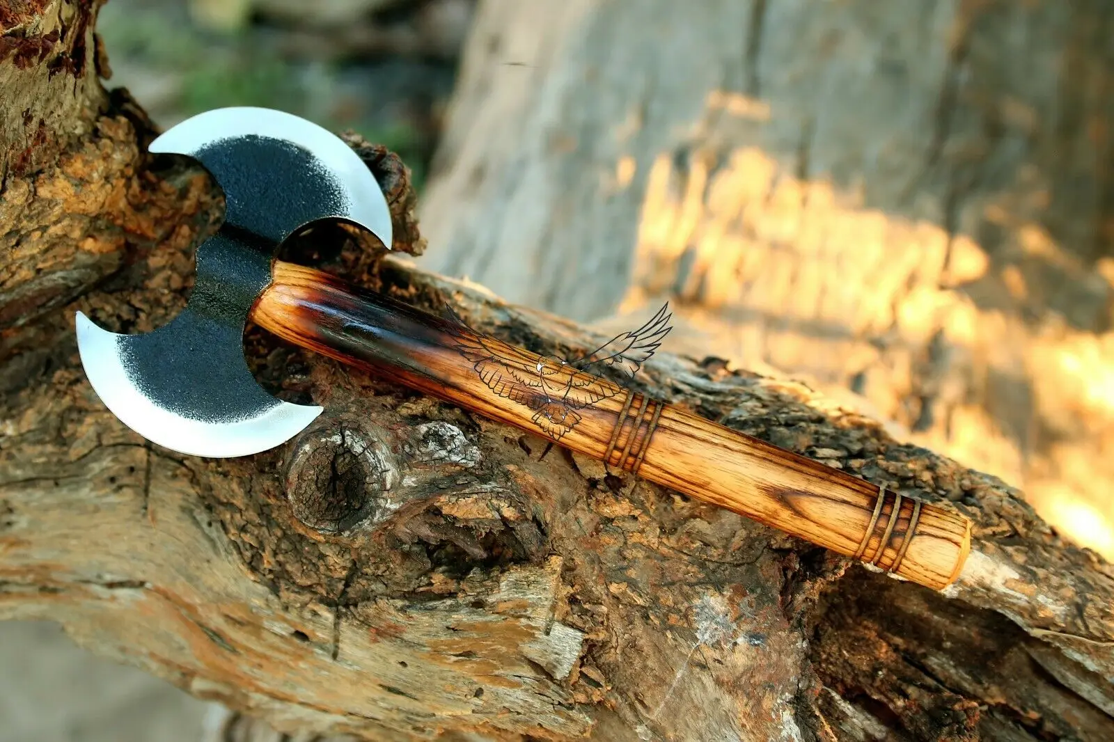 Hand Forged Double-Headed Viking Axe High Carbon Steel Master Damascus Maker for Outdoor Splitting Applications