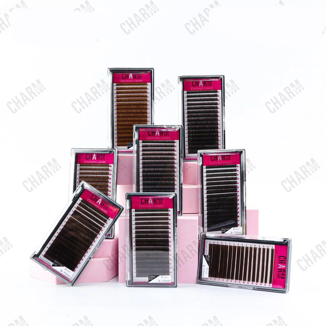 Brown eyelash extensions lightweight Korean PBT fiber cashmere lash trays wholesale professional individual eyelash extensions