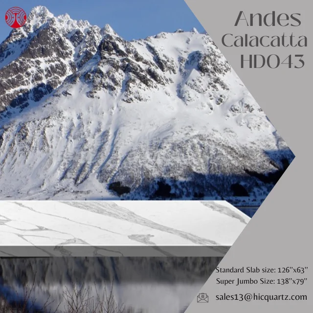 Andes Calacatta Style Artificial Quartz Stone Best Price for Kitchen Countertop Cabinet Top Vanity Top Wall panel