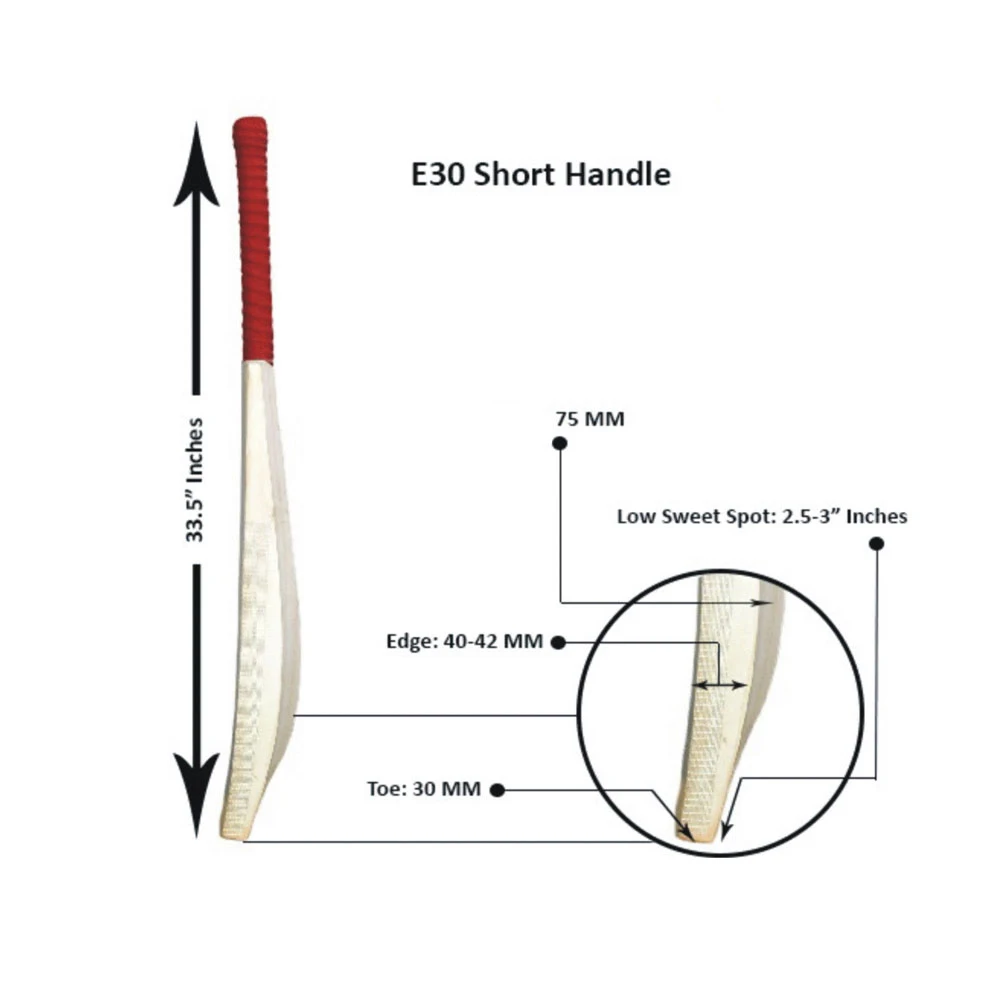 Best Selling Plain English Willow Top Quality Competition Short Handles Strong Grip Professional Hard Ball Cricket Bats
