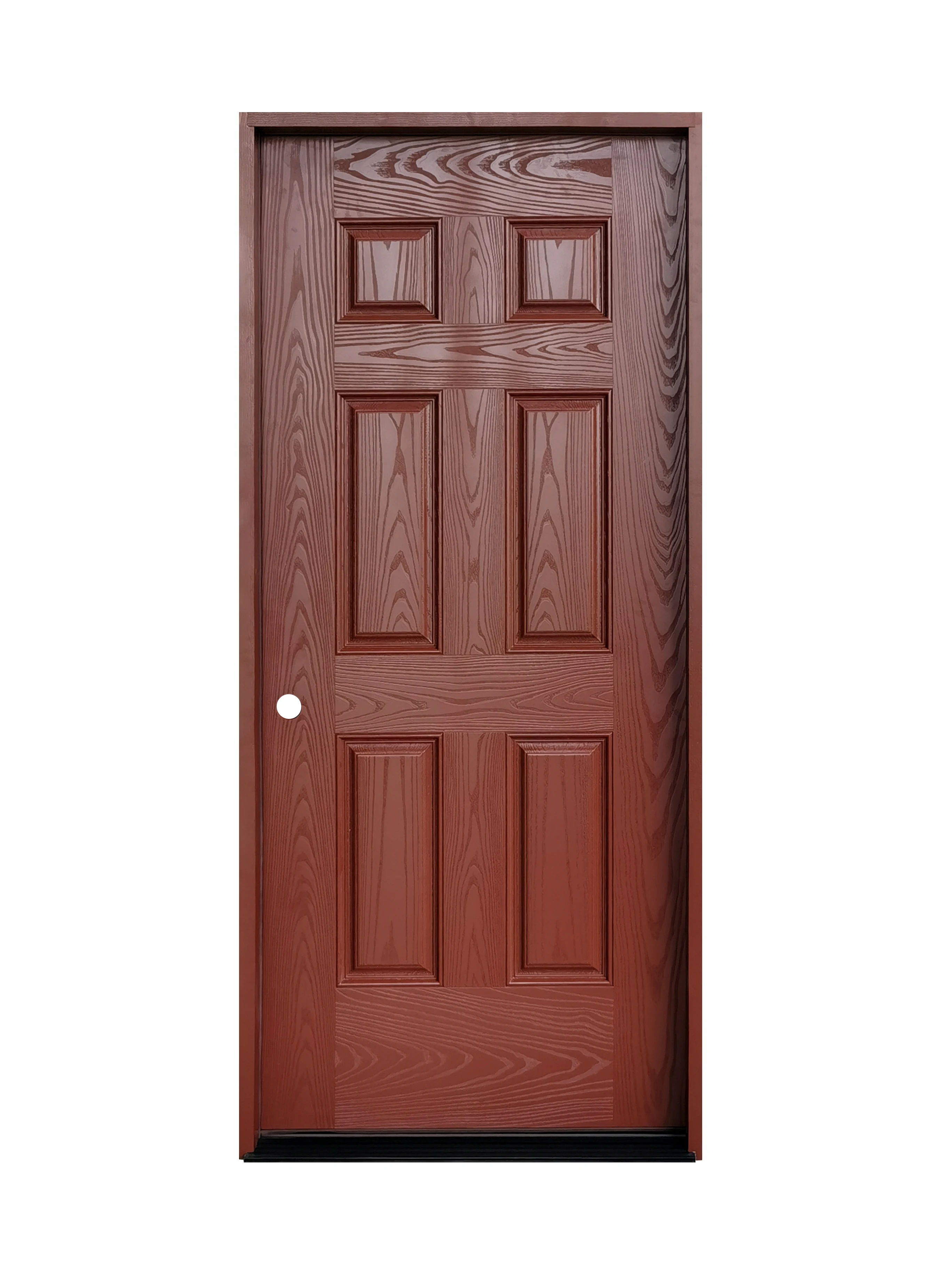 Modern Design Prefnished  6 panel Fiberglass doors with Fames outSwing inswing exterior Interior Door