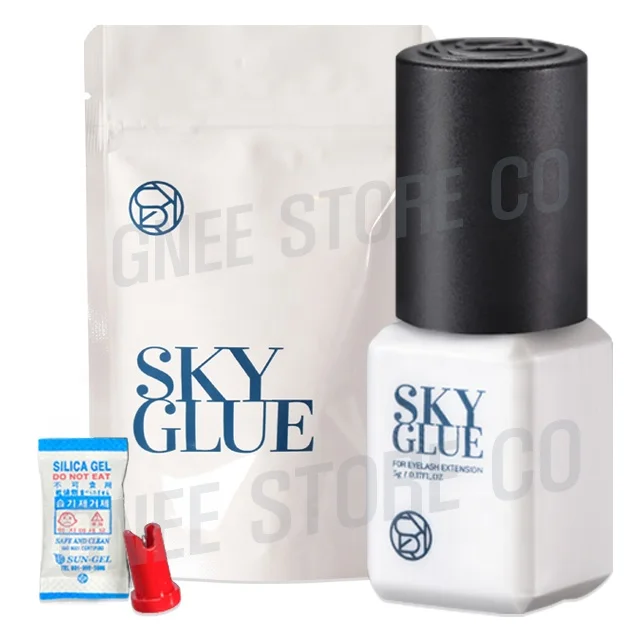 Sky Glue S+ 5ml for Eyelash Extensions Korea Original Sky Glue Black Cap Fast Dry Long Lasting Lash Glue Adhesive Private Label