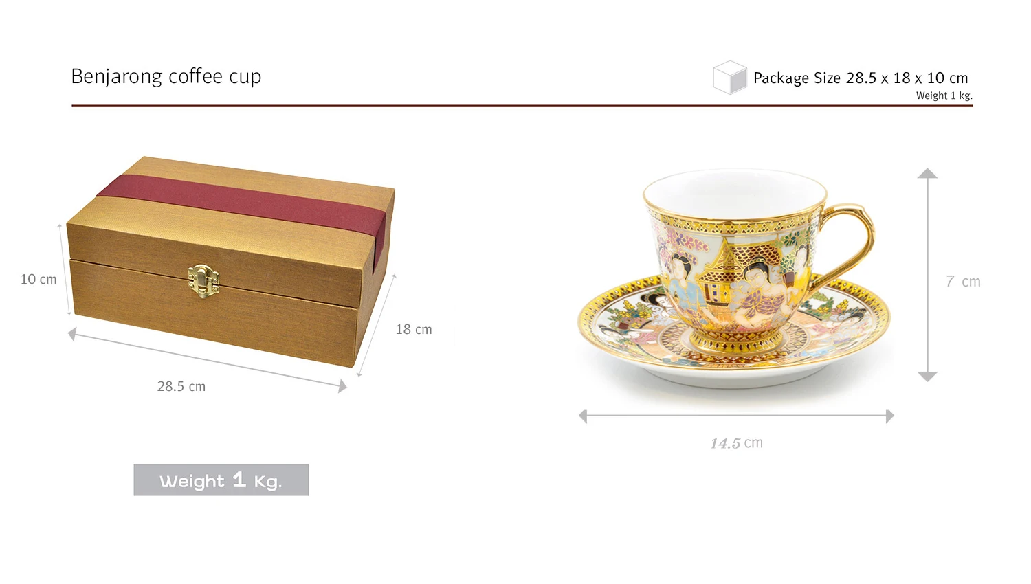 Benjarong Coffee Cup In Song-Kran festival pattern Product From Thailand Cup Thailand Traditional Handmade Decoration