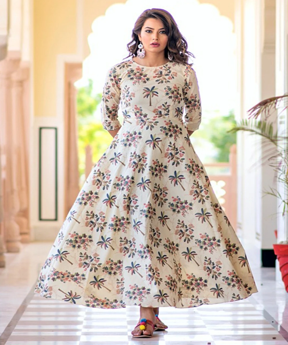 DESIGNER HEAVY COTTON JACQUARD PRINTED GOWN PARTY WEAR WHOLESALE PRICE FOR BOUTIQUE WOMEN STORE ETHNIC GARMENT