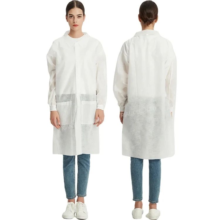 SANDA Nonwoven Ppe Gowns Unisex Clothes Disposable Lab Coat Hospital Cleanroom Chemistry Laboratory Waterproof Adult GB CE High