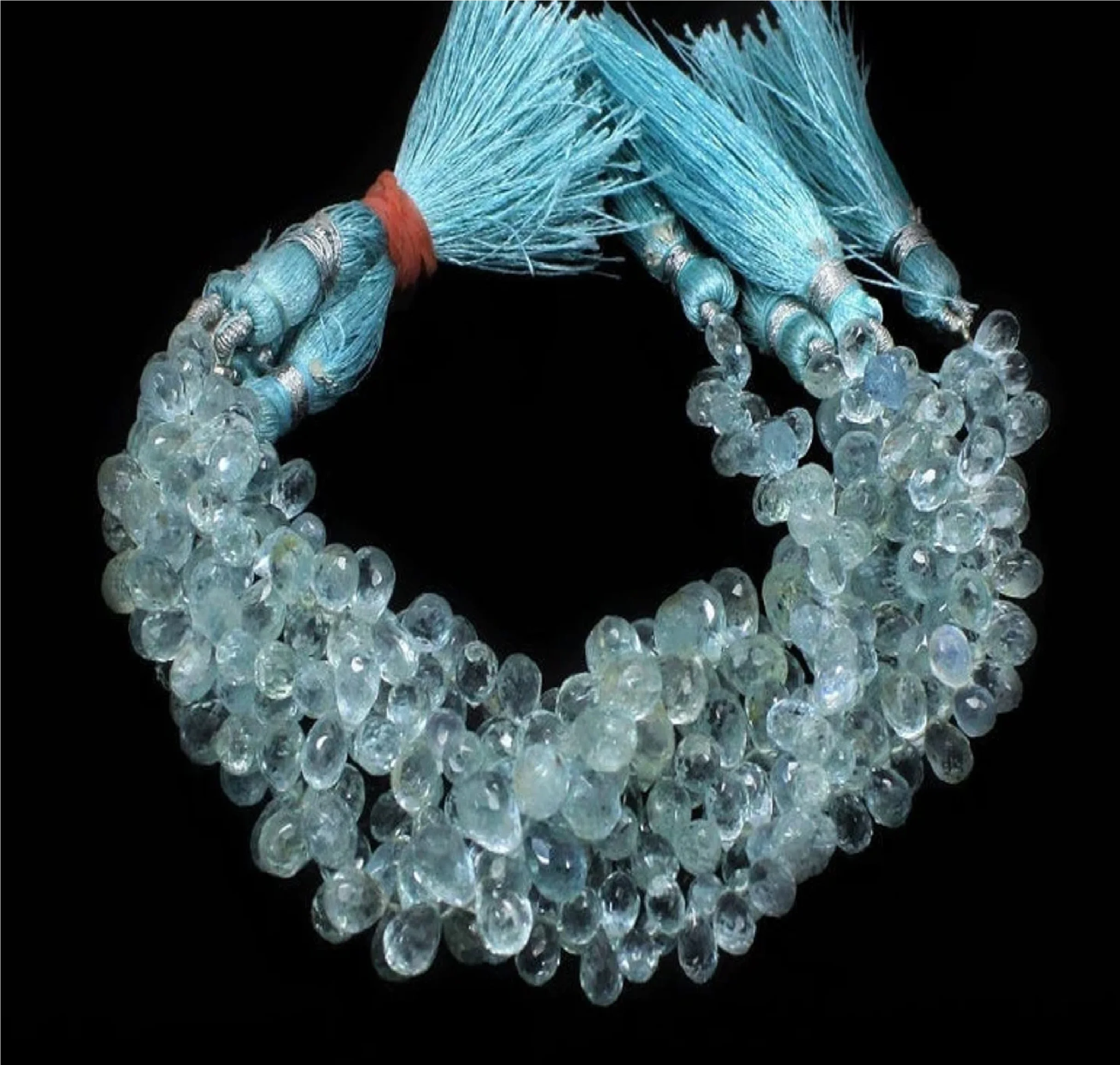 Natural Blue Aquamarine Faceted Gemstone Pear Drop Teardrop Briolette 8 Inch 4x6-5 X 7 mm Stone Beads