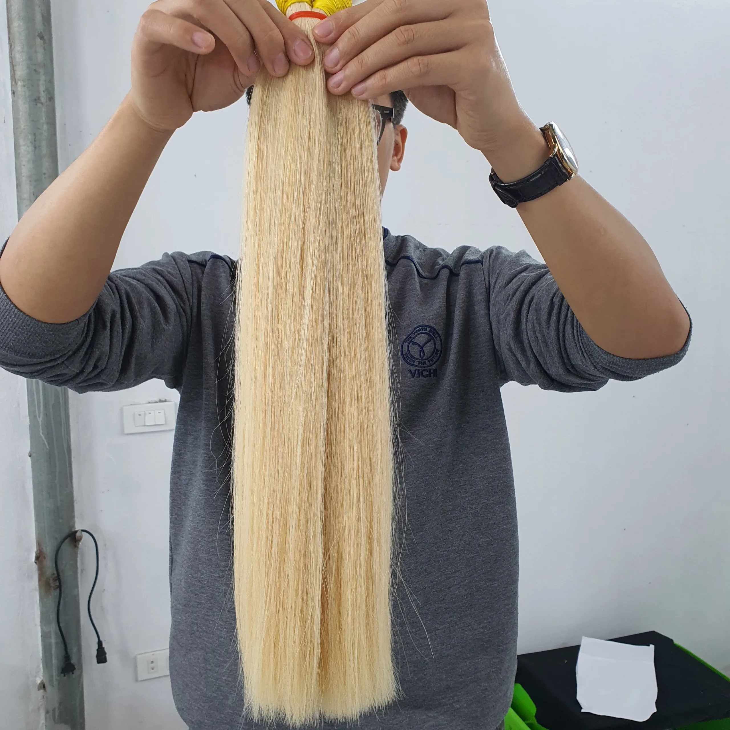 Human Hair Extensions Bulk Hair Blonde 18 Seconds Hair Extensions No Tangle No Shedding With Wholesale Price