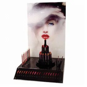 Black Plexiglass Square Lip Gloss Counter Display Rack Mac Lipstick Cosmetic Organizer Custom Lucite Lipstick Advertising Stand