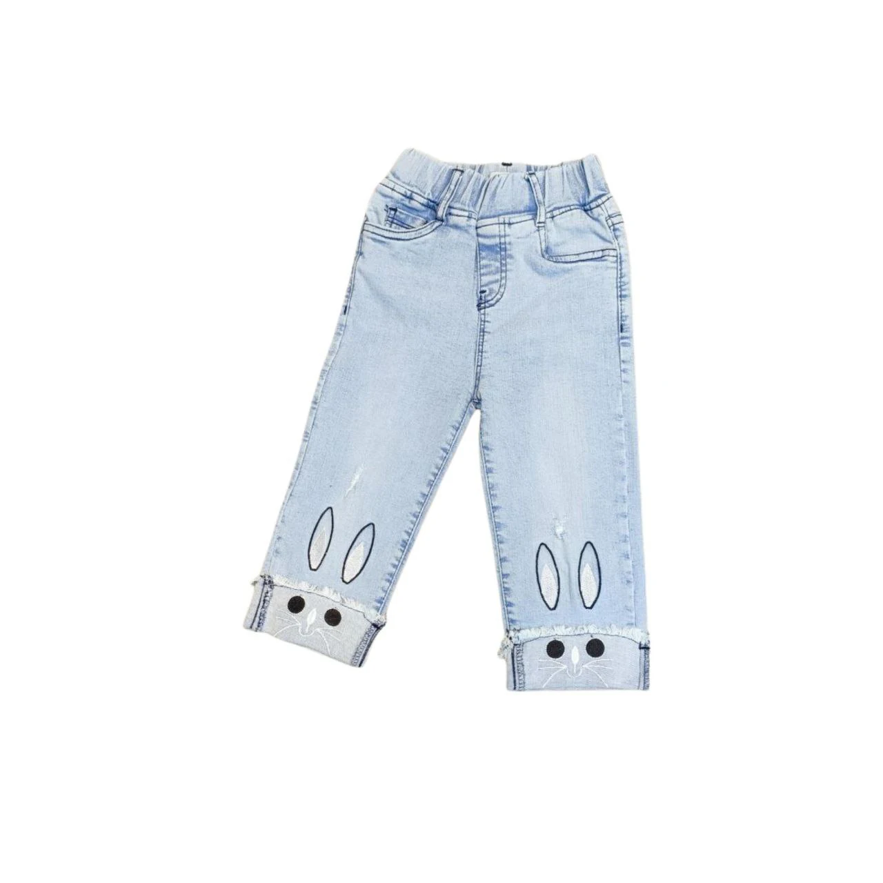 Girls Slim/Skinny Flared Long Pants in White Denim Spring Autumn Style Little Girl Casual Jeans with Wide Leg Straight Style