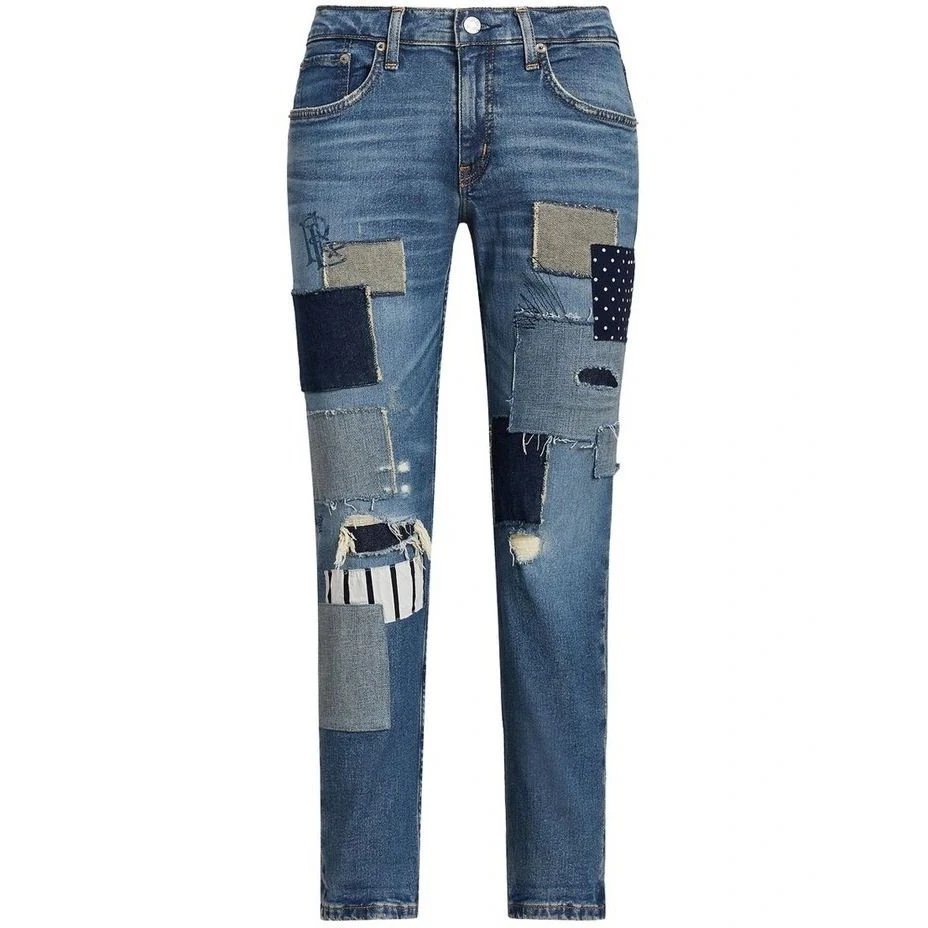 Pakistani Womens Ripped and Patches Design Denim Jeans Skinny Fit Casual Breathable Women Fashion Pants