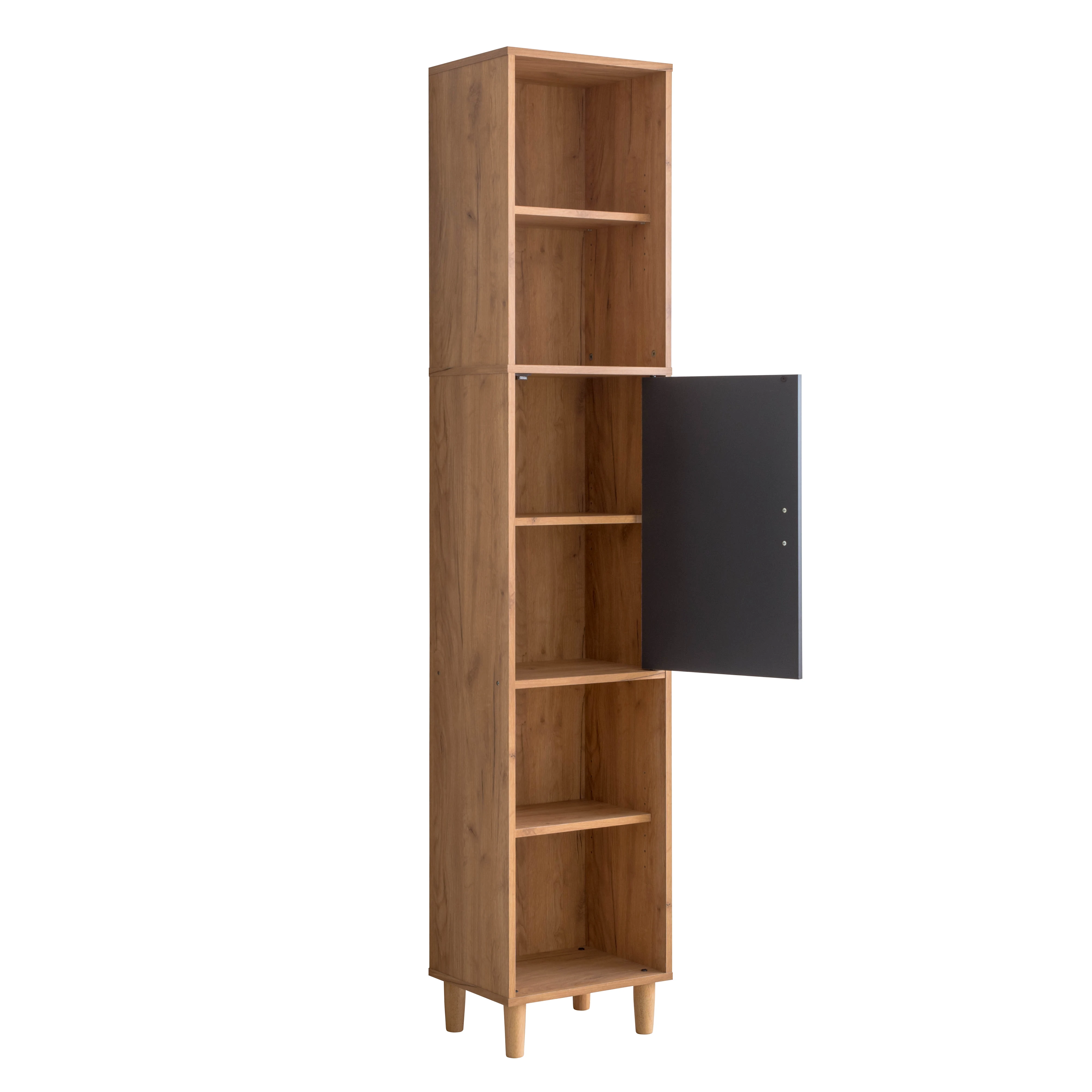 New Design 5 Tier Tall Bookshelf with 1 Door  Display Storage Bookcase