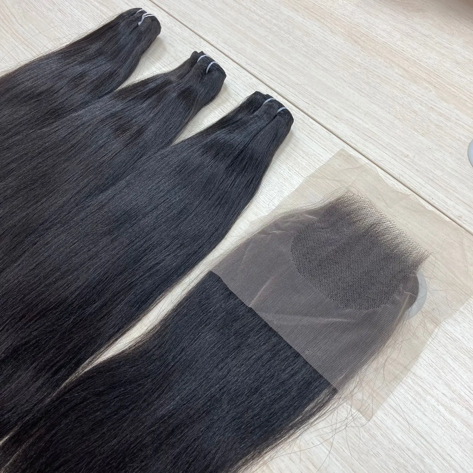 Wholesale 20-Inch Yaki Straight Human Hair Extensions Natural color 100grams Sewing Machine Weft No Chemical Processing
