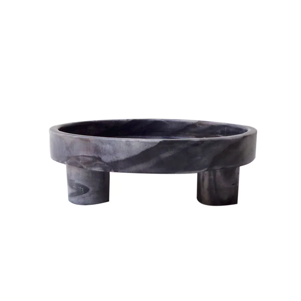 Latest Quality Black marble Fruit Bowl with short Stand for kitchenware and home decoration