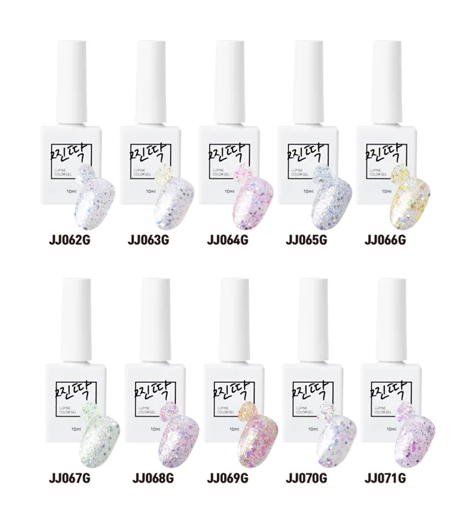 Made in Korea gel nail polish 10 Glitter Colors high quality high luminance JJINTTAK uv gel lamp 10ml