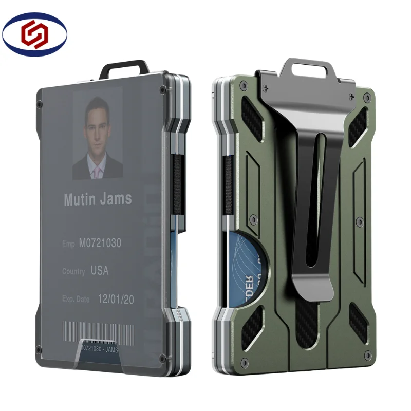 Тонкий Алюминиевый RFID с прозрачным окном минималистский кошелек металлические держатели для карт