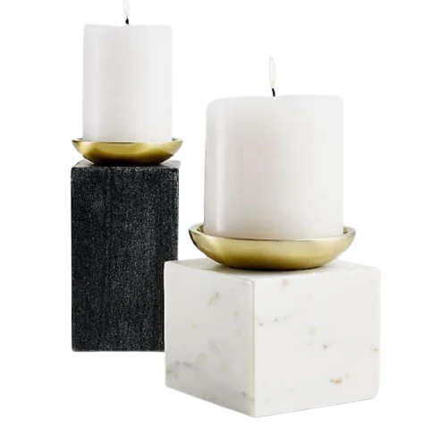 White marble base or black marble base with brass top for piller candle holder for  wedding decor candles Handmade