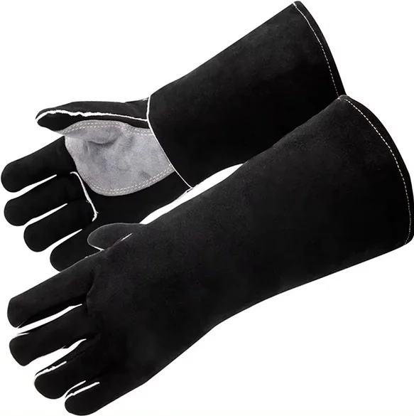 High-Durable Blue Welding Gloves with Yellow Reinforced Padded Palm XL Size Protective Leather Product for Welder