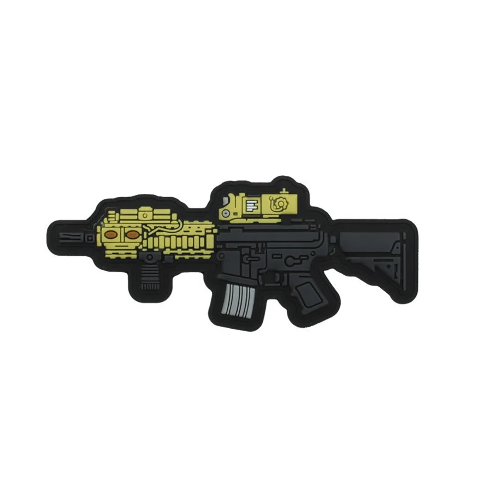 Eco-friendly Custom 3D Embossed PVC Logo Round Soft Rubber multicolour Patches for Clothes Gun Soft PVC Patch