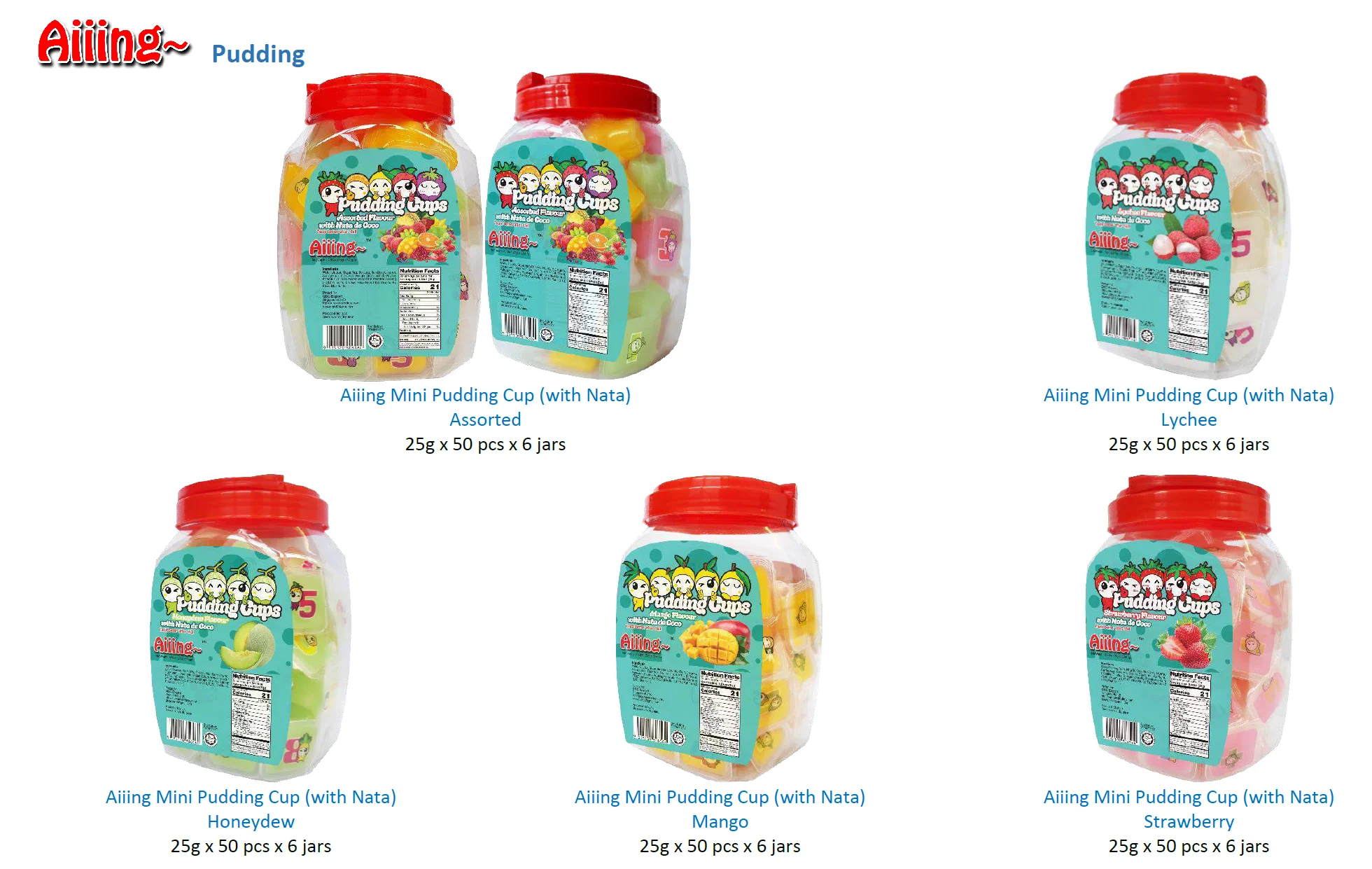 Aiiing фруктовые пудинговые чашки мини пудинговая чашка с Nata De Coco 25 г личи манго клубника меда кокосовое желе в ассортименте