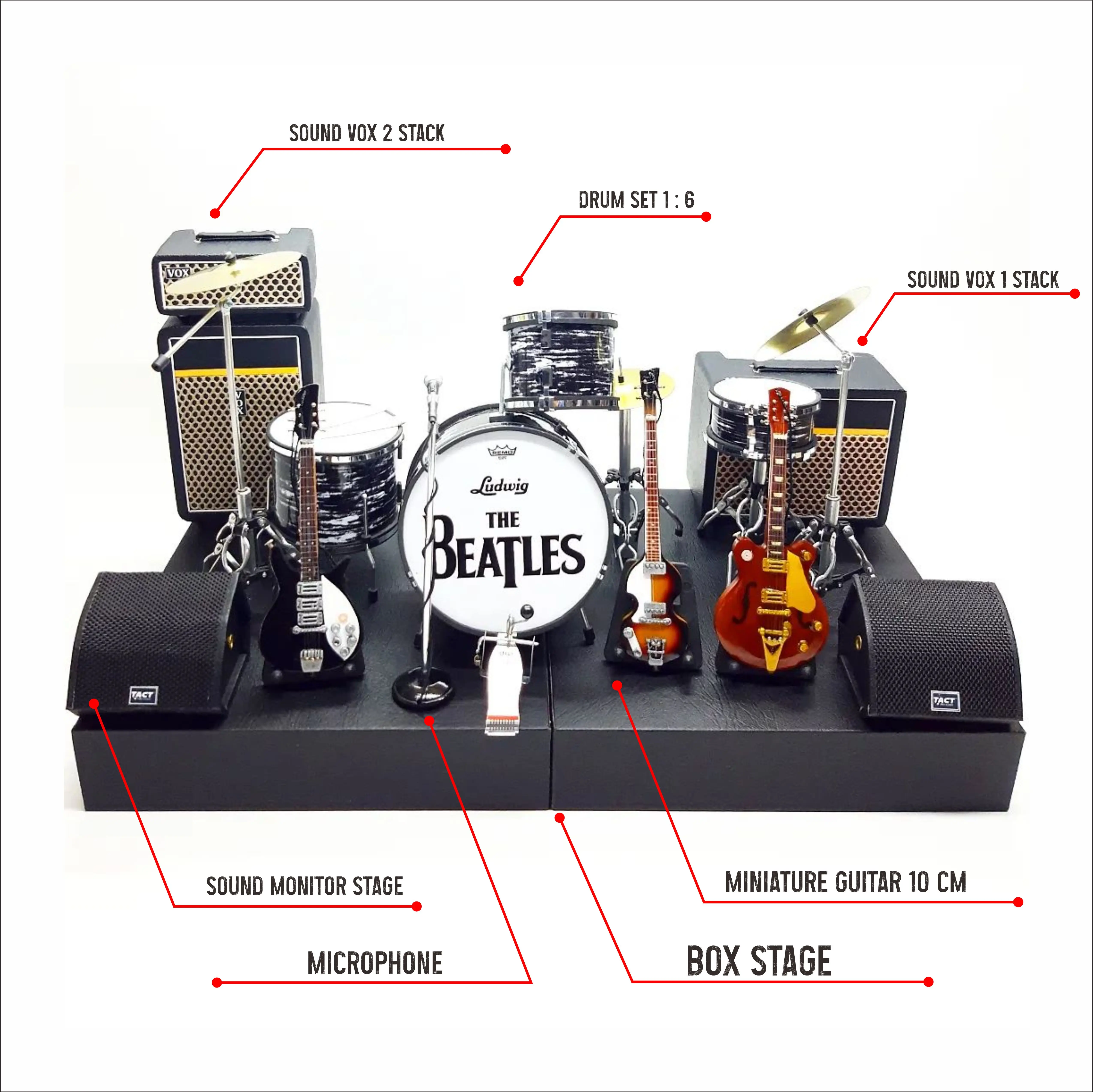 Miniature guitar  Set The Beatls exclusive package with Stage | Sound Amplifier | Microphone | for Indoor Decorations