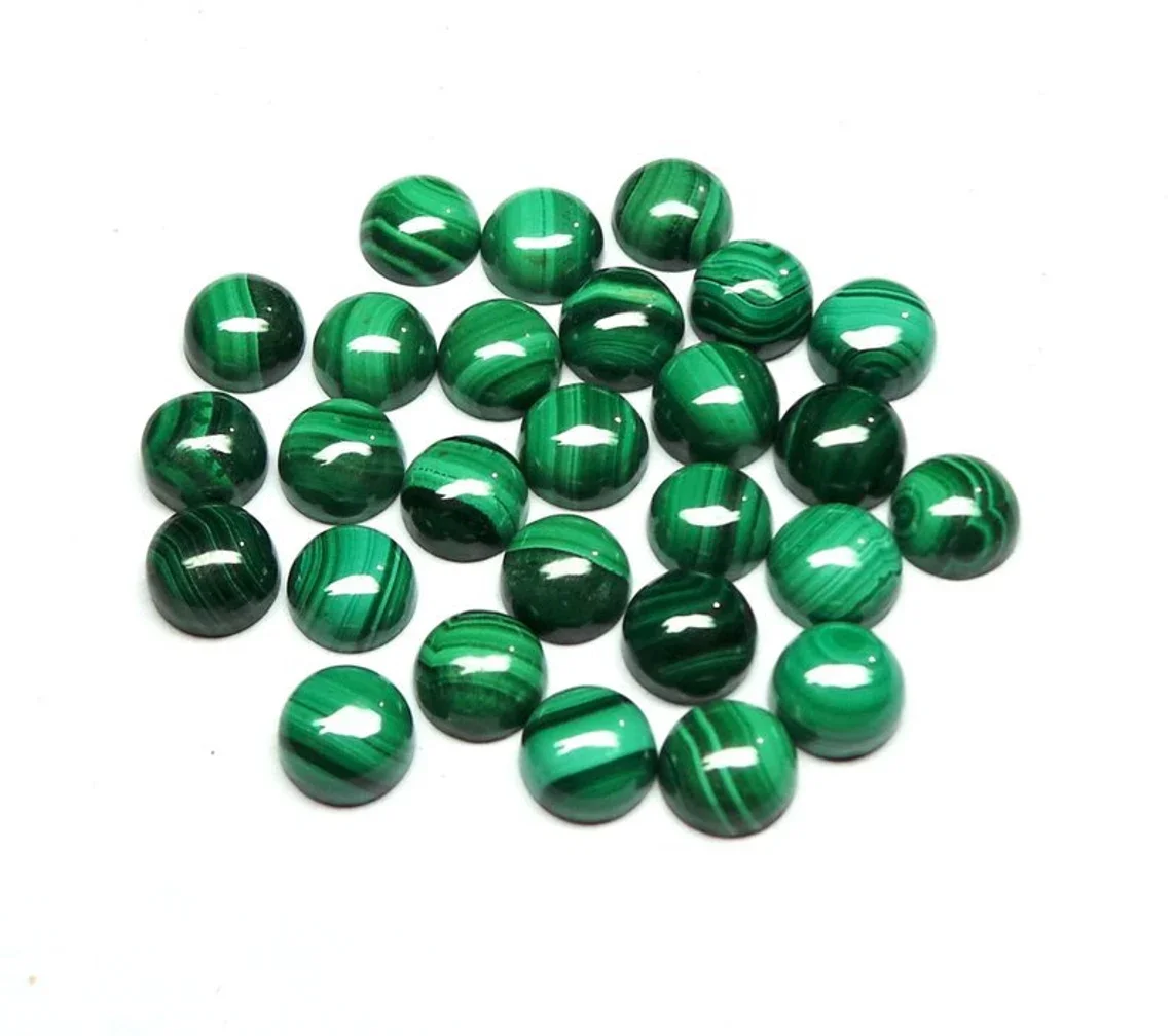 8 MM Round Malachite Calibrated Stone Gemstone Cabochon Buy Wholesale Lot in Bulk Malachite Loose Gemstones 8mm