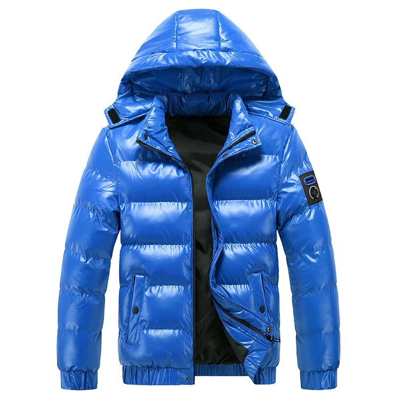 Wholesale Warm Thicken Full Zip up Water Proof Puff Jacket Warm Winter Plain Quilted Hooded Padded Outwear Men Zip up  All Sizes