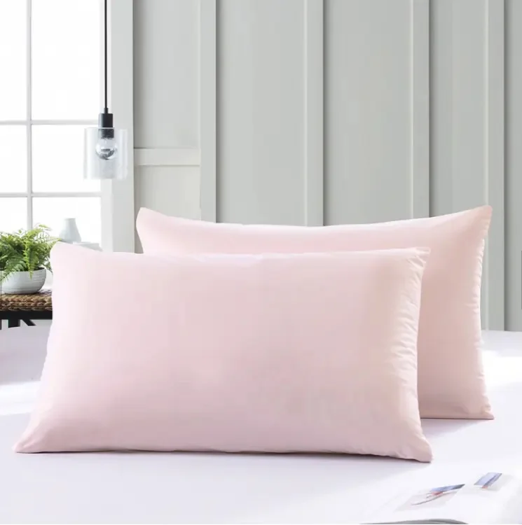Home Textiles 100% Polyester National Standards Material Bed Sleeping Knitted Technics Plain Basic Pink Color Pillow Case