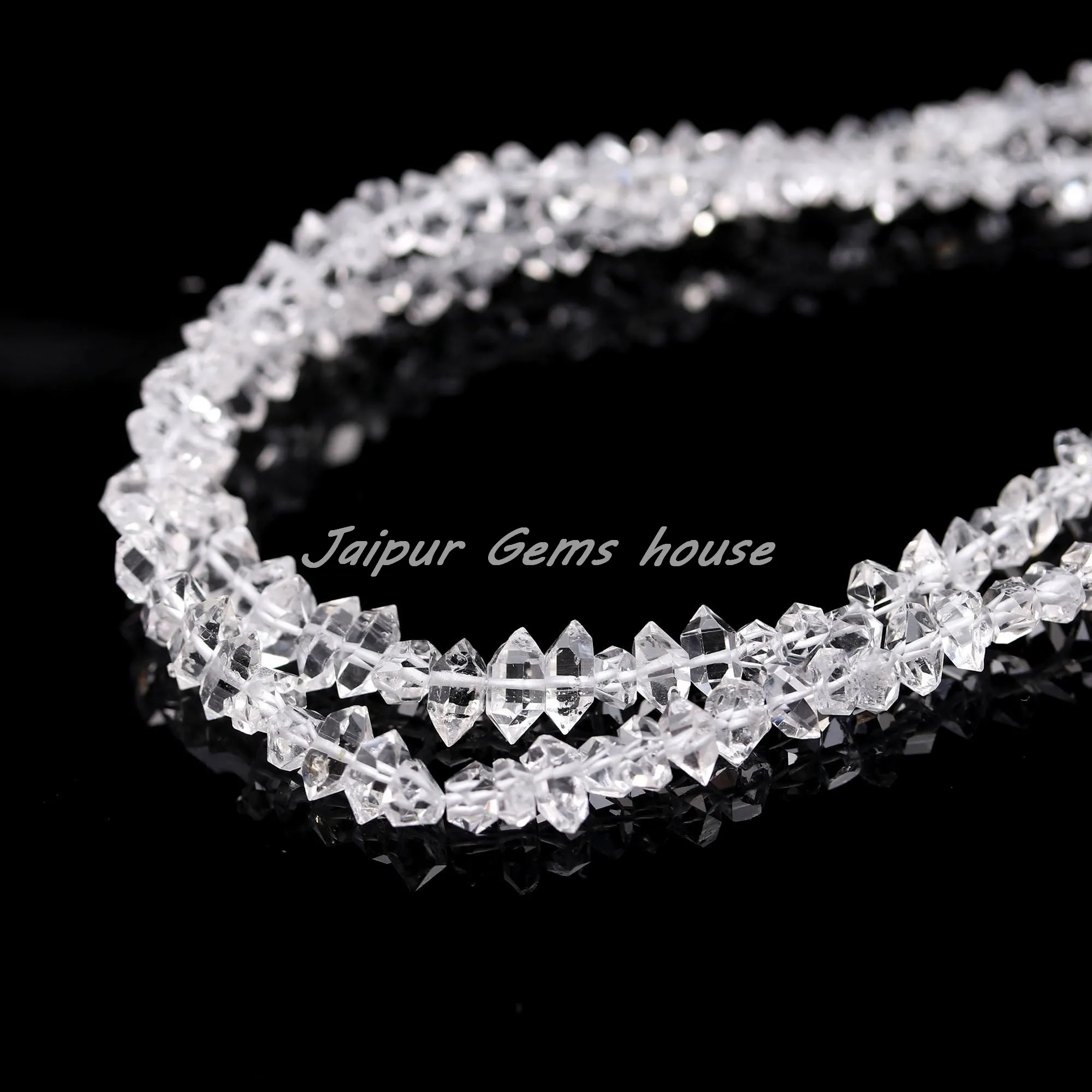 Best Selling Clear Raw White Herkimer Diamond Quartz Beads Diamond Drilled Double Terminated Beads Chakra Healing Jewelry Beads