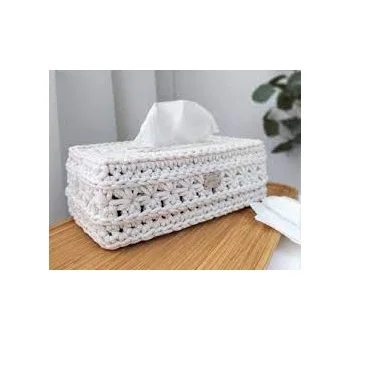 Macrame Napkin Tissues Organizer Hand Knitted Boho Tissue Box Holdere In Square Shape Tissue Box