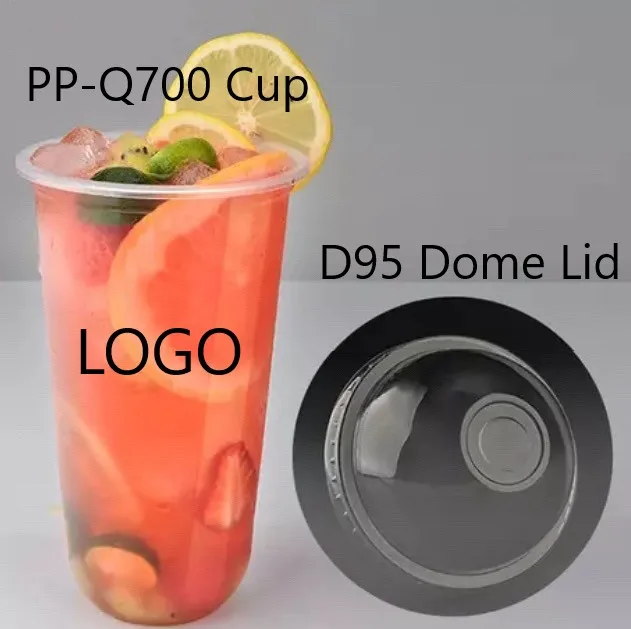 Jiuzhou _ Customized Logo PP-Q700 Cup Disposable bubble boba  tea Plastic cup