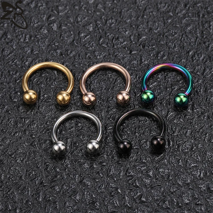 14G Titanium Implant Grade Anodized Circular Internally Threaded horseshoe Septum Ear Lip Piercing Barbell Rings Nose Ring