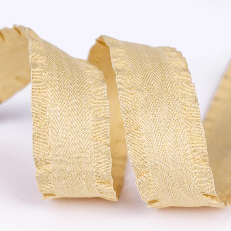 New Korean 4cm Ruffled Polyester-cotton Twill Ribbon for Hair Bow Straw Hat Decoration