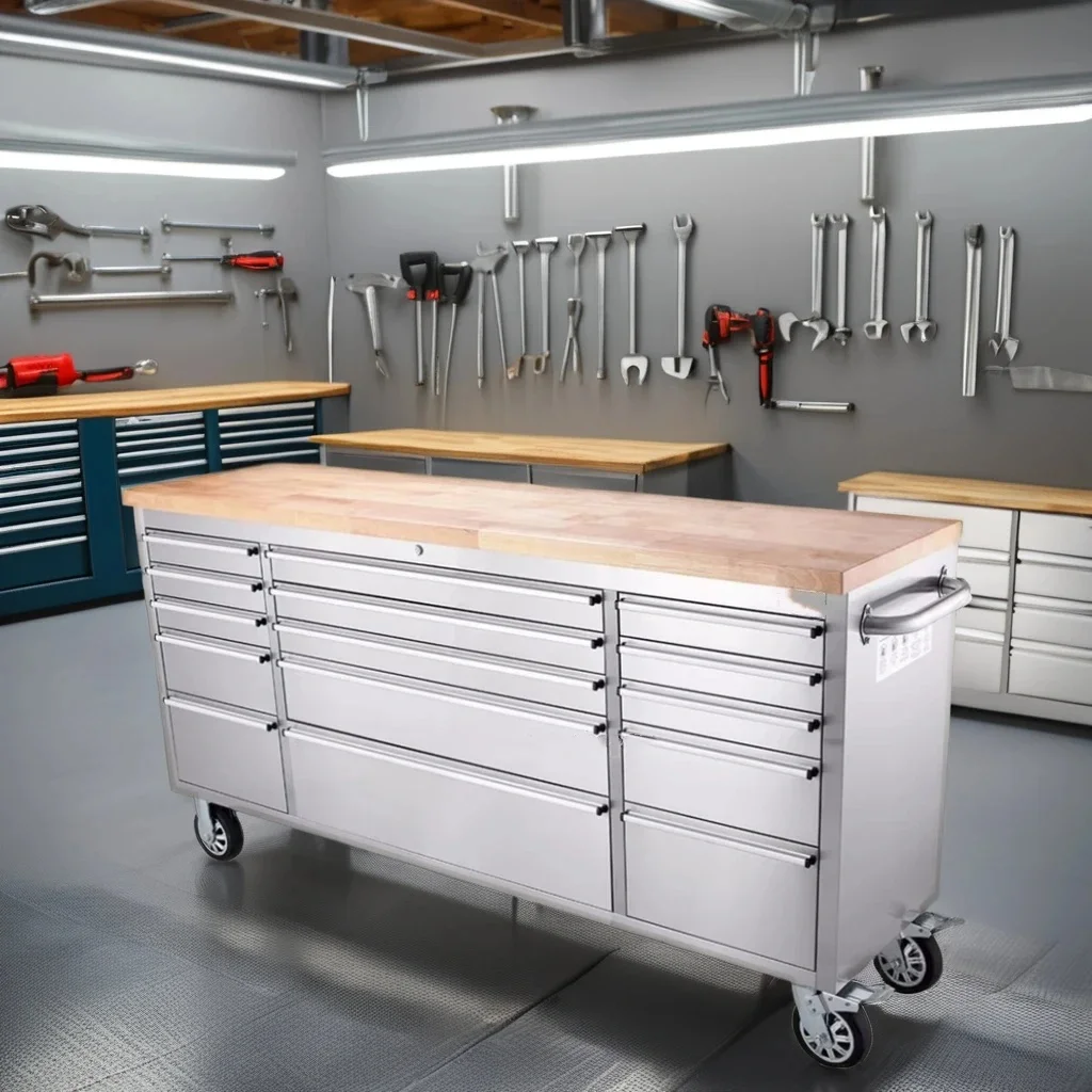 Rolling Tool Chest Storage Locker Garage Cabinet Set with Cupboards and Shelves for Workshop & Toolbox Organization