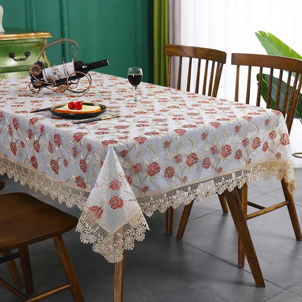 Table Cloth Net Yarn Tea Lace Embroidery Household Modern Simple Bedside Table Cover Towel square Small Round Table Cloth