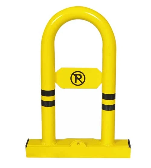 Yellow Color U Design Iron Steel Metal Parking Post Barrier Locked Traffic Parking Signs Car Parking Barrier Lock