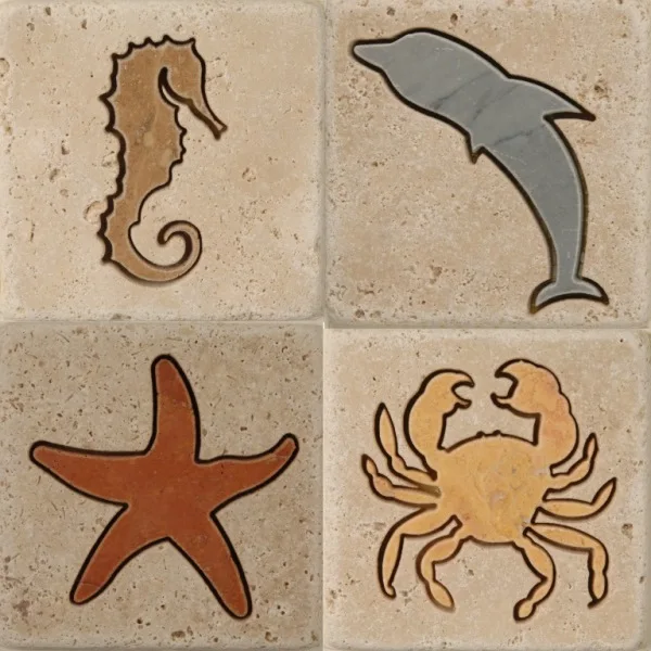 Wholesale Custom Italian Marble Tiles Dolphin Style 10x10 cm Kitchen Bathroom Wall Panels Vintage Antique Kitchen Furniture