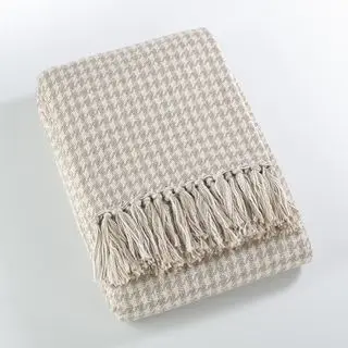 Houndstooth Cotton Blanket Cotton Houndstooth Blanket Throw With Fringe For Chair High Quality & Durable