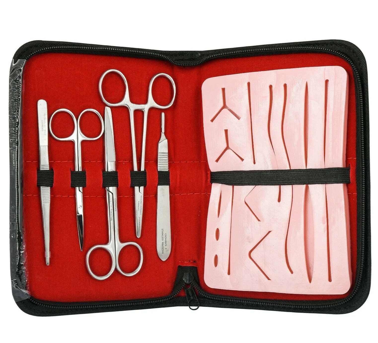 Suture Practice Kit for Medical Students Suture Training which contains all the essential stainless steel  tools.