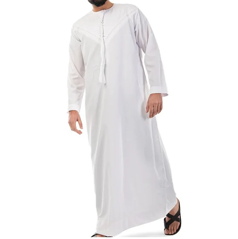 Al Daffah Thobes Fashion Print Islamic Muslim Dress Traditional Simple Casual Hot Selling Wholesale Mens Gents Thobes Breathable