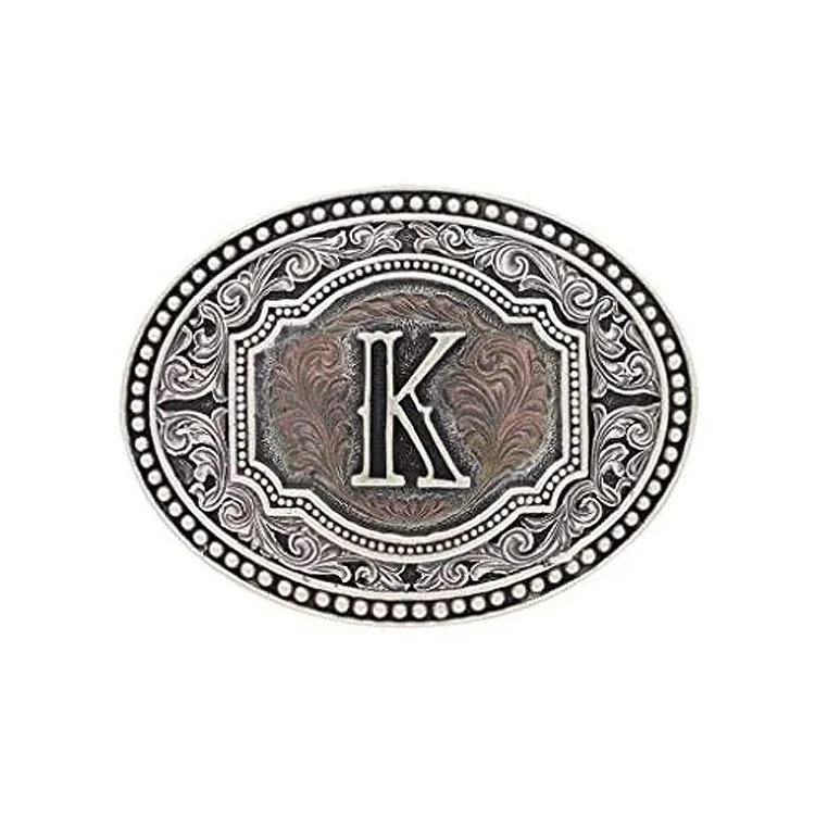 Personalized Letter Buckle Western Cowboy Stainless Steel Belt Buckle Metal Brass Custom Logo Belts Buckles