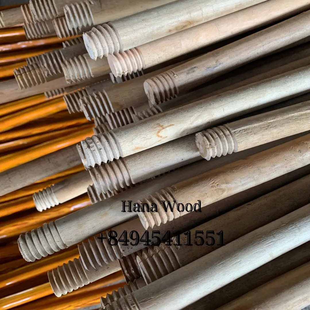 Vietnam wooden broom handle pvc coated grain wood broom rods mop stick making machine cheapest price