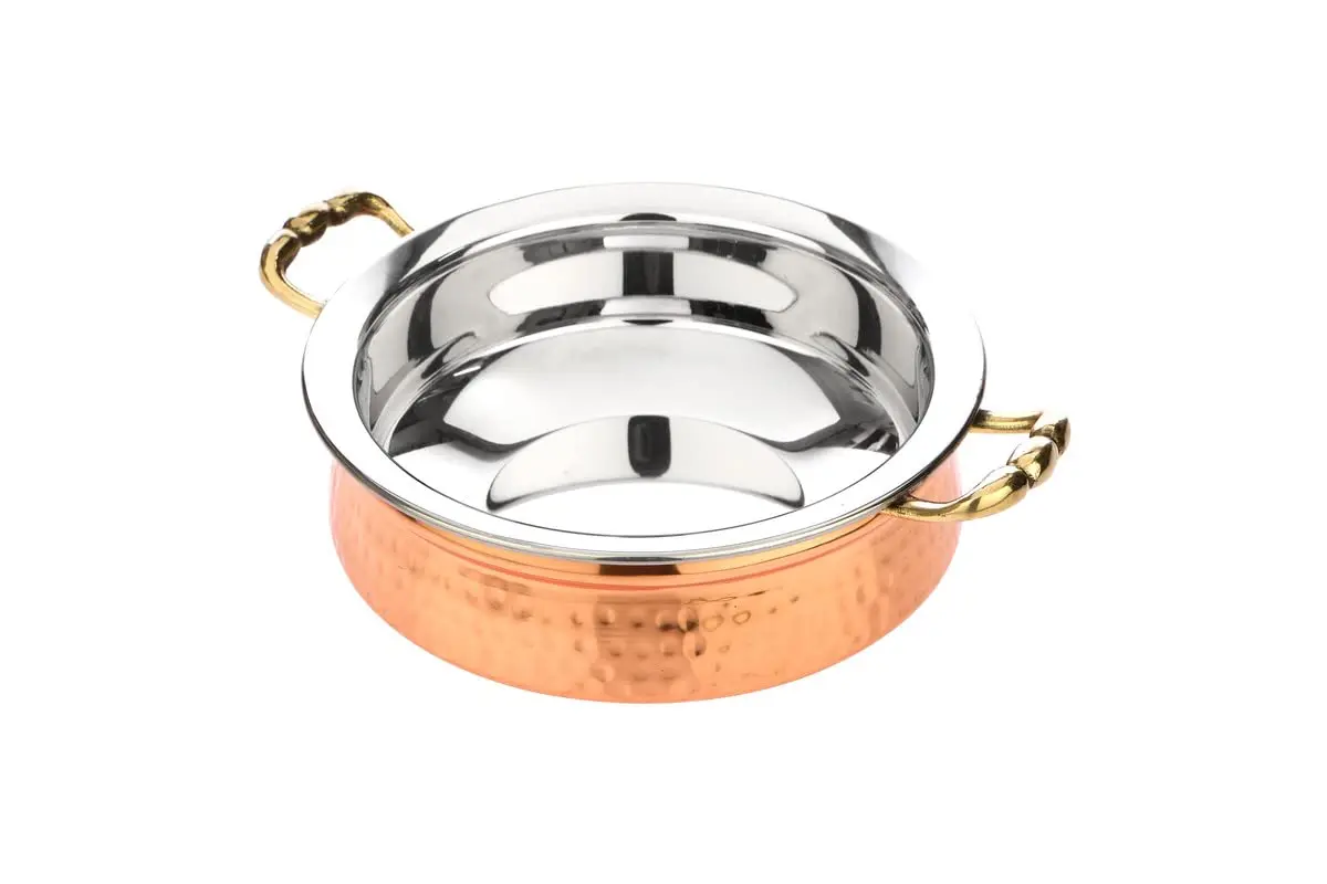 Hot Sale High Quality Customized Logo 1500ml Stainless Steel Copper Handi Glass Lid Cover Tableware Cookware Kitchen Set